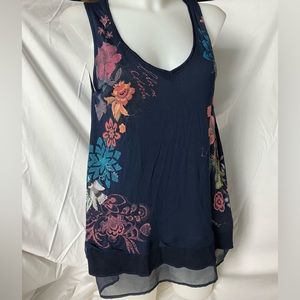 Desigual navy blue floral tank top!